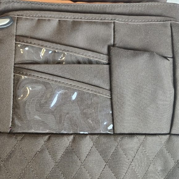 Travelon Quilted Microfiber Brown Shoulder Bag with accessories - Picture 3 of 13